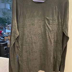 John varvatos men’s long sleeve black semi sheer T-shirt large